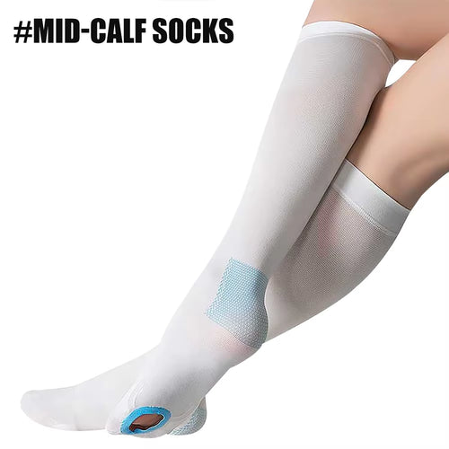 1Pair T.E.D. anti Embolism Stockings Thigh High Knee High for Women Men, 15-21 Mmhg Compression TED Hose with Inspect Toe Hole