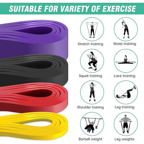 New 1Pcs Tough Latex Resistance Band Elastic Exercise Strength Pull-Ups Auxiliary Band Fitness Equipment Strengthening Train