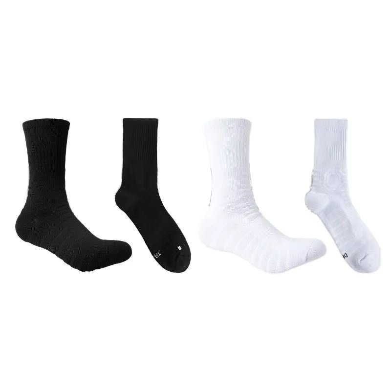 1 Pair of Mid Length Basketball Socks with Thickened Towel Bottom, anti Slip and Shock-Absorbing Sports Socks