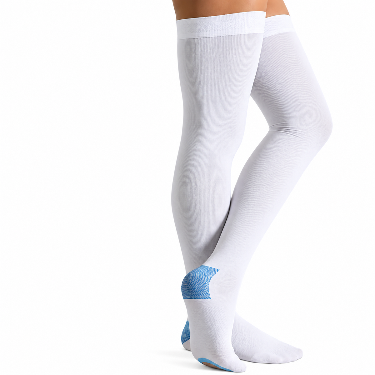 1Pair T.E.D. anti Embolism Stockings Thigh High Knee High for Women Men, 15-21 Mmhg Compression TED Hose with Inspect Toe Hole